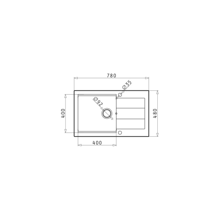 Pyramis 70167101 - Fregadero de cocina SPARTA PLUS LUX 78 x 48 cm granito/negro