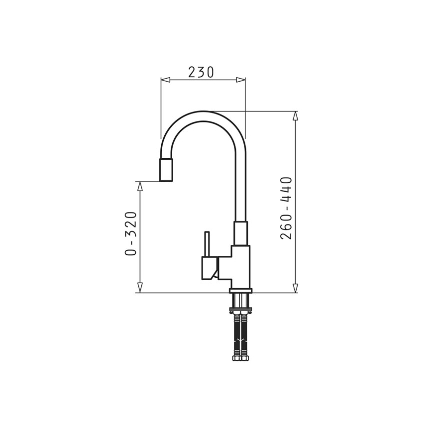 Pyramis 90938001 - Grifo de fregadero con brazo flexible FLESSI gris