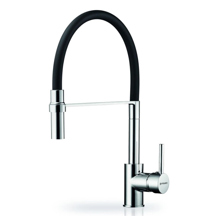 Pyramis 90939801 - Grifo de fregadero con brazo flexible SERINA cromo/negro