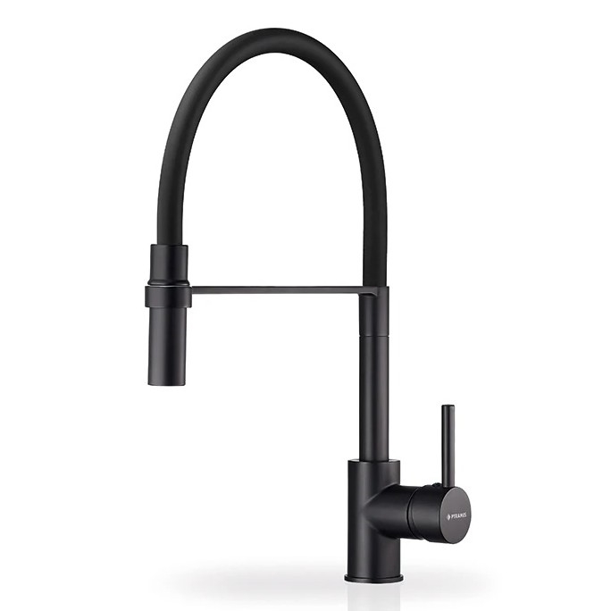 Pyramis 90939901 - Grifo de fregadero con brazo flexible SERINA negro mate