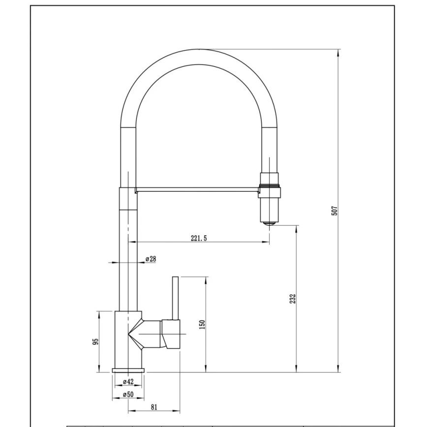 Pyramis 90939901 - Grifo de fregadero con caño flexible SERINA negro mate