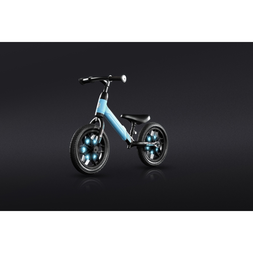 QPlay - Bicicleta de empuje con LED luces con ruedas SPARK azul
