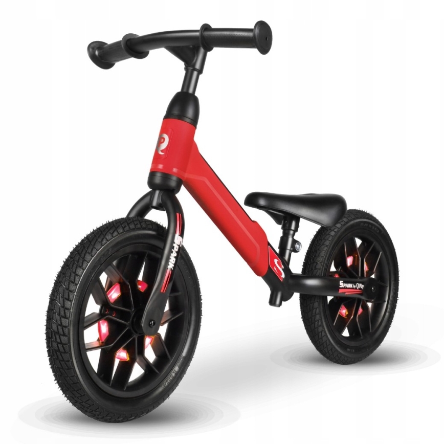 QPlay - Bicicleta de empuje con LED luces con ruedas SPARK rojo
