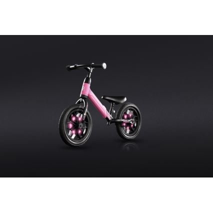 QPlay - Bicicleta de empuje con LED luces con ruedas SPARK rosa