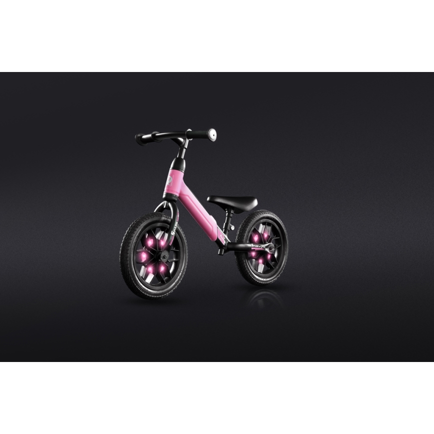 QPlay - Bicicleta de empuje con LED luces con ruedas SPARK rosa