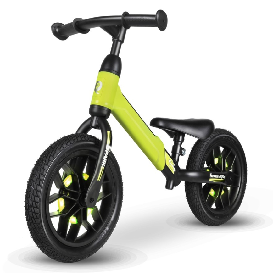 QPlay - Bicicleta de empuje con LED luces con ruedas SPARK Verde