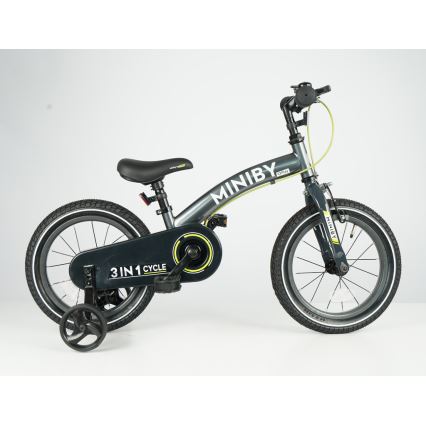 QPlay - Bicicleta infantil 14 MINIBY 3 en 1 gris
