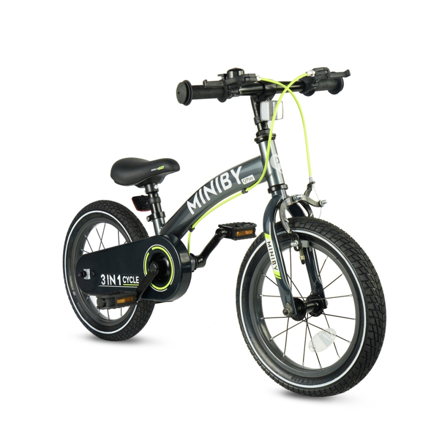 QPlay - Bicicleta infantil 14 MINIBY 3 en 1 gris