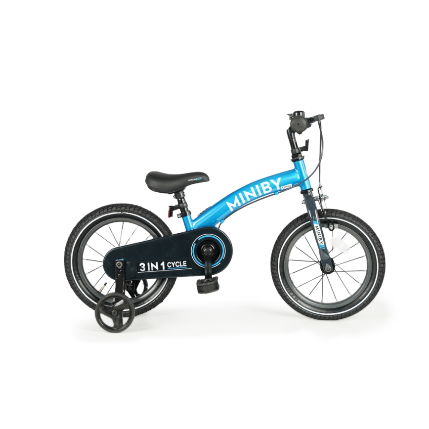 QPlay - Bicicleta infantil 14" MINIBY 3en1 azul