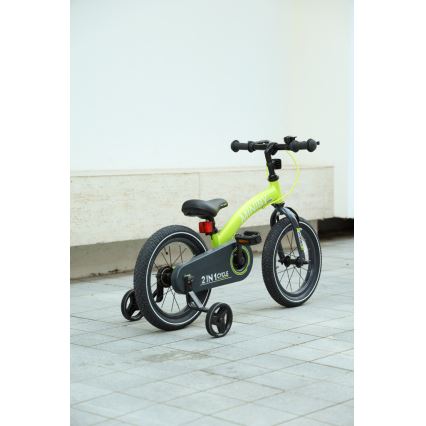 QPlay - Bicicleta infantil 14" MINIBY 3en1 verde