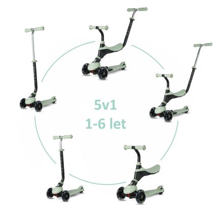 QPlay - Patinete infantil 5 en 1 con ruedas LED SEMA PRO verde