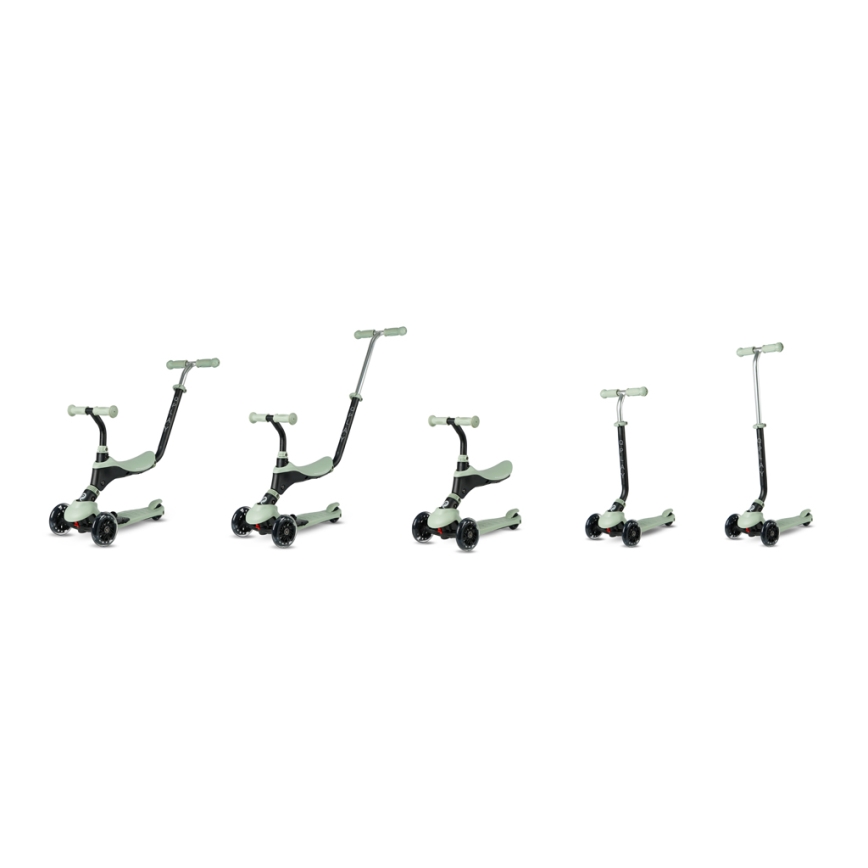 QPlay - Patinete infantil 5 en 1 con ruedas LED SEMA PRO verde