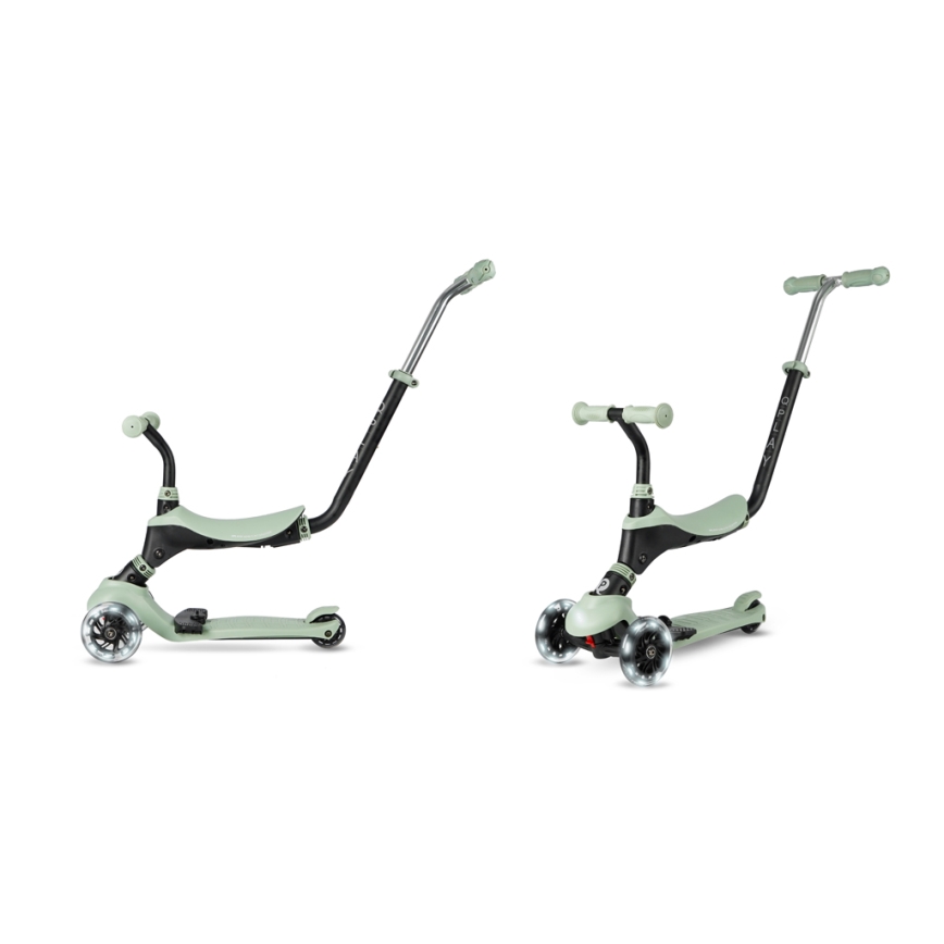 QPlay - Patinete infantil 5 en 1 con ruedas LED SEMA PRO verde