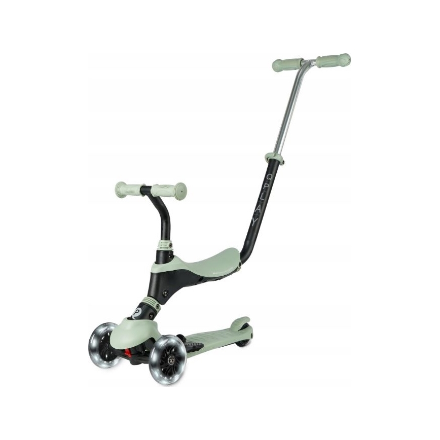 QPlay - Patinete infantil 5 en 1 con ruedas LED SEMA PRO verde