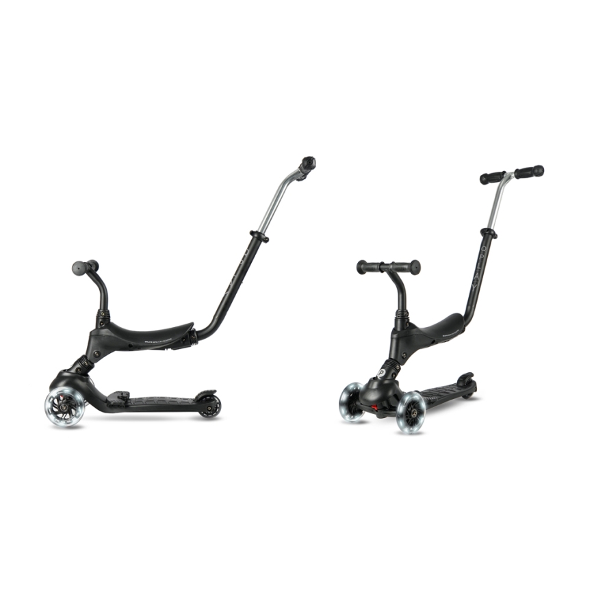 QPlay - Patinete infantil SEMA PRO 5 en 1 con ruedas LED, negro