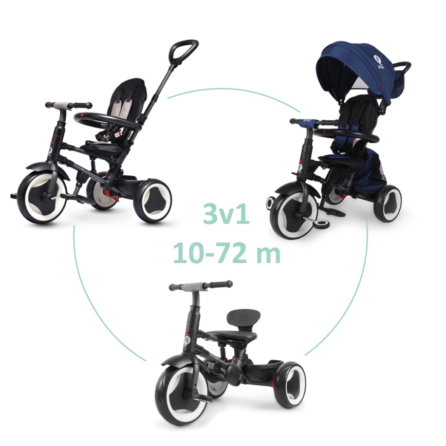 QPlay - Triciclo infantil 3 en 1 RITO EVA PLUS azul