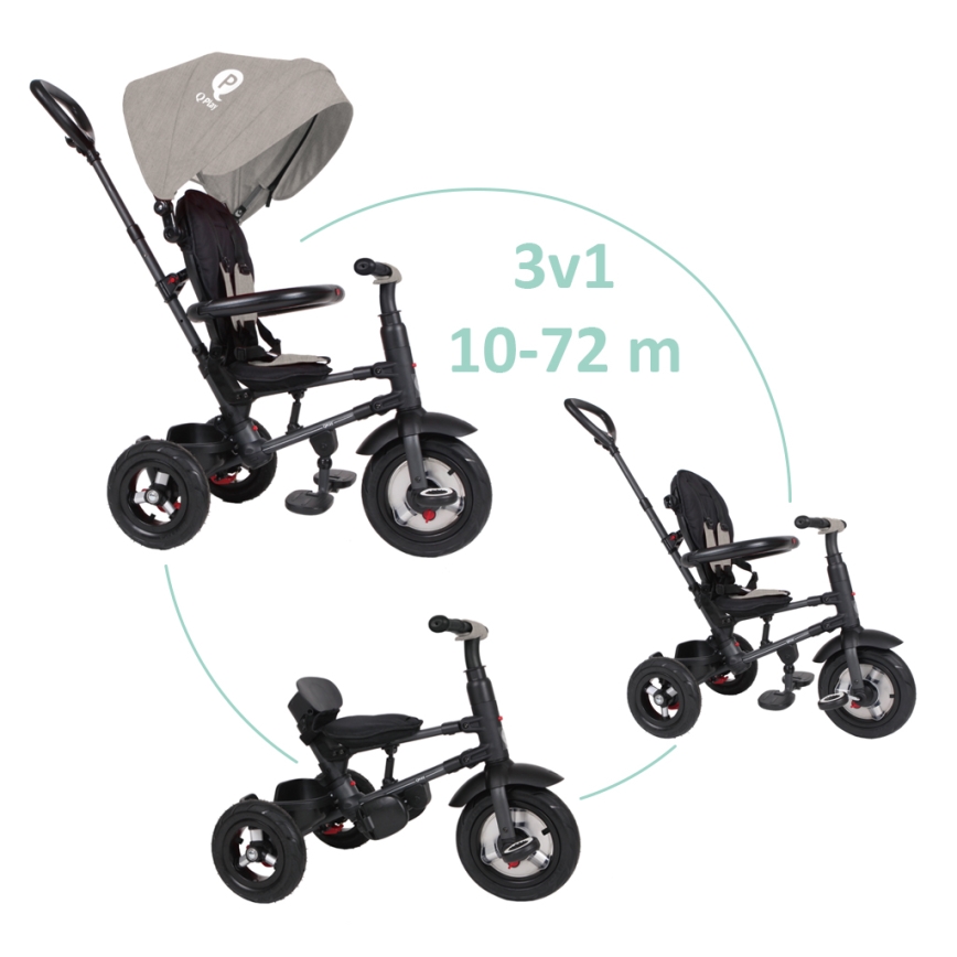 QPlay - Triciclo infantil 3en1 RITO AIR gris