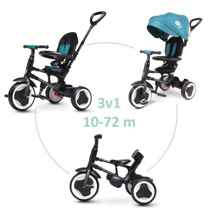QPlay - Triciclo infantil 3en1 RITO EVO turquesa