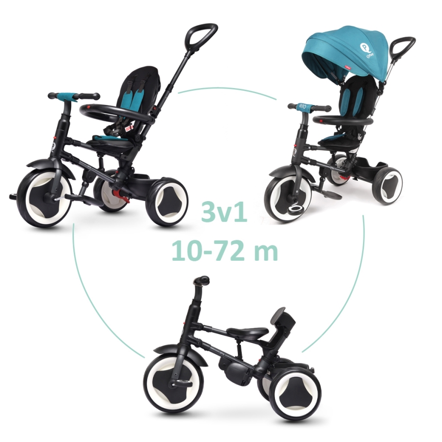 QPlay - Triciclo infantil 3en1 RITO EVO turquesa