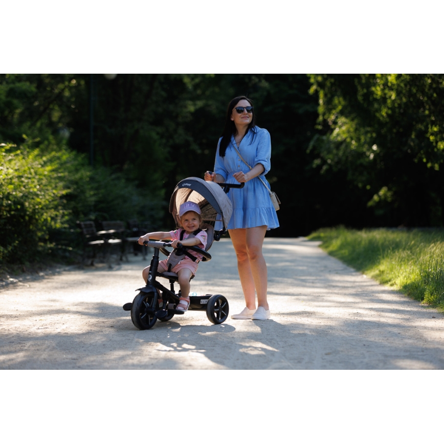 QPlay - Triciclo infantil 3en1 RITO STAR gris claro