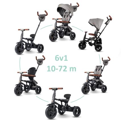 QPlay - Triciclo infantil 6 en 1 RITO DELUXE gris