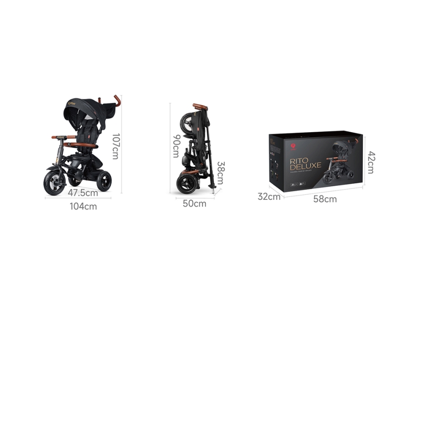 QPlay - Triciclo infantil 6 en 1 RITO DELUXE gris