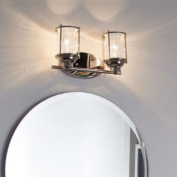 Quintiesse - Aplique de pared exterior ASHLAND BAY 2xE27/60W/230V IP44 cromo brillante