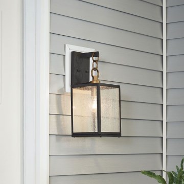 Quintiesse - Aplique de pared exterior LAHDEN M 1xE27/60W/230V IP44 negro/dorado