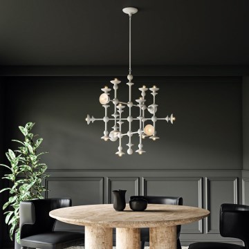 Quintiesse - Lámpara colgante con varilla CADENCE 18xE14/40W/230V blanca