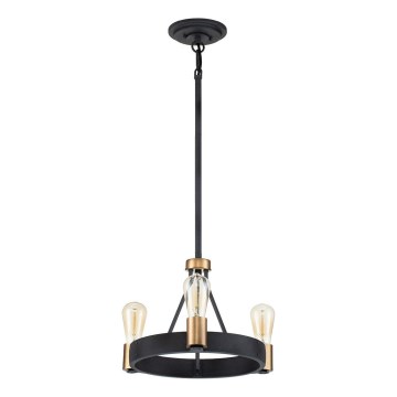 Quintiesse - Lámpara colgante en varilla SILAS 3xE27/60W/230V Ø 42,2 cm negro/dorado