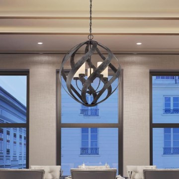 Quintiesse - Lámpara colgante exterior con cadena BLACKSMITH 5xE14/40W/230V diámetro 66,4 cm IP44 negra