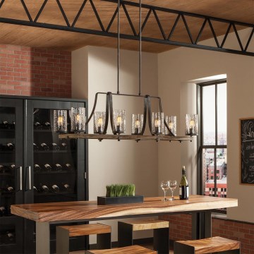 Quintiesse - Lámpara de suspensión con varilla ANGELO 8xE27/60W/230V acabado roble