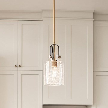 Quintiesse - Lámpara de techo con varilla KITNER 1xE27/60W/230V Ø 18 cm dorado/negro