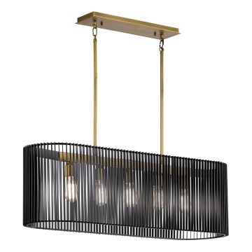 Quintiesse - Lámpara de techo con varilla LINARA 5xE27/60W/230V negro/dorado