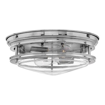 Quintiesse - Lámpara de techo para exteriores HADRIAN 2xE27/40W/230V diámetro 27,8 cm IP44 cromo brillante