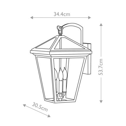 Quintiesse - Lámpara de pared exterior ALFORD L 3xE14/40W/230V IP44 negra