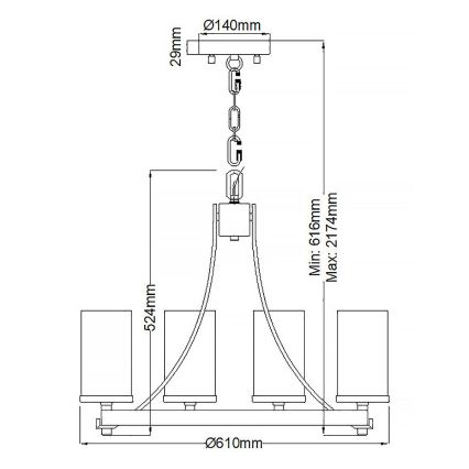 Quintiesse - Lámpara colgante ANGELO con cadena 5xE27/60W/230V acabado roble