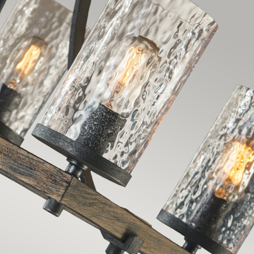 Quintiesse - Lámpara de suspensión con varilla ANGELO 8xE27/60W/230V acabado roble