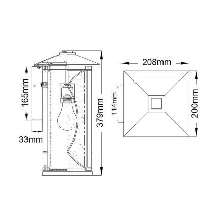 Quintiesse - Aplique de pared exterior ASHBERN M 1xE27/60W/230V IP44 negro