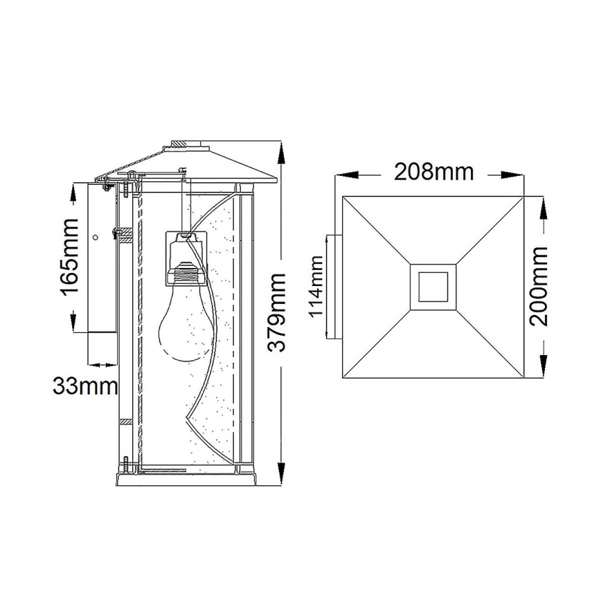 Quintiesse - Aplique de pared exterior ASHBERN M 1xE27/60W/230V IP44 negro