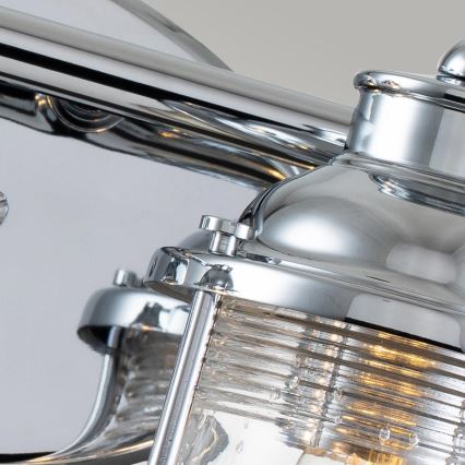 Quintiesse - Aplique de pared exterior ASHLAND BAY 2xE27/60W/230V IP44 cromo brillante