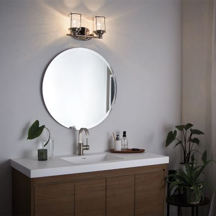 Quintiesse - Aplique de pared exterior ASHLAND BAY 2xE27/60W/230V IP44 cromo brillante