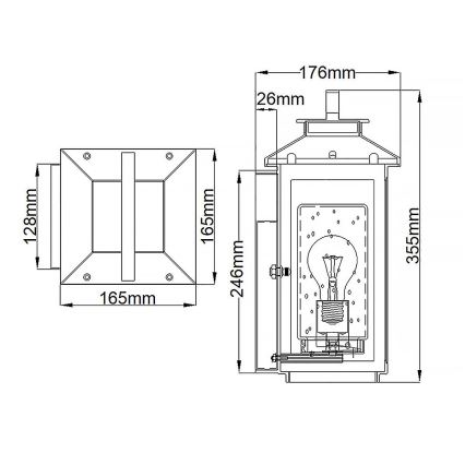 Quintiesse - Aplique de pared exterior ATWATER S 1xE27/60W/230V IP44 negro