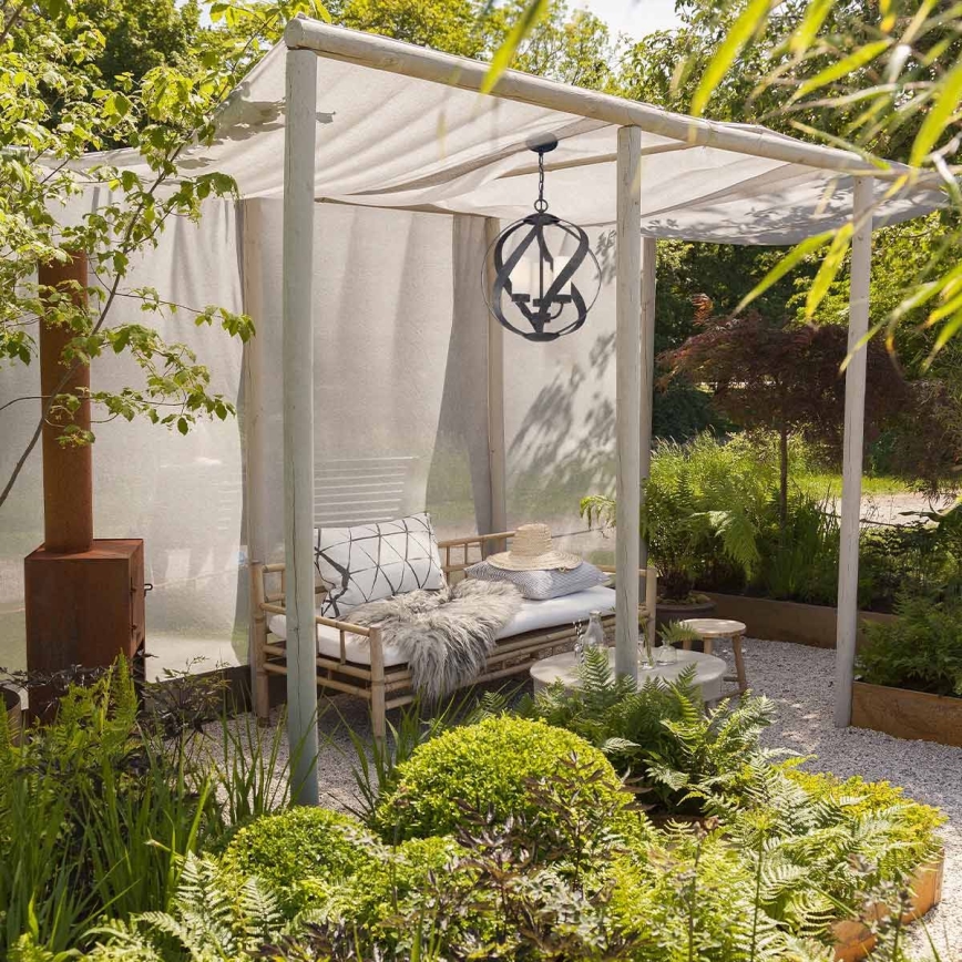 Quintiesse - Lámpara colgante para exterior con cadena BLACKSMITH 3xE14/40W/230V, diámetro 40,7 cm, IP44, negra