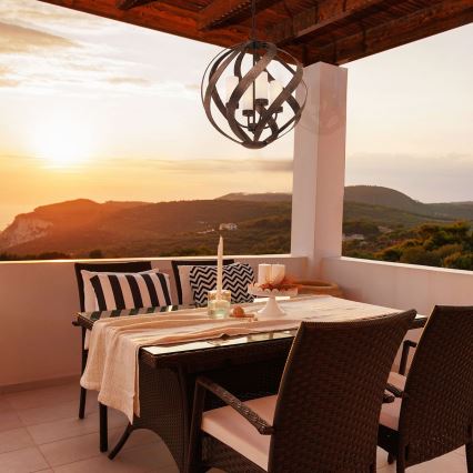 Quintiesse - Lámpara colgante de exterior con cadena BLACKSMITH 4xE14/40W/230V Ø 50,1 cm IP44 negra