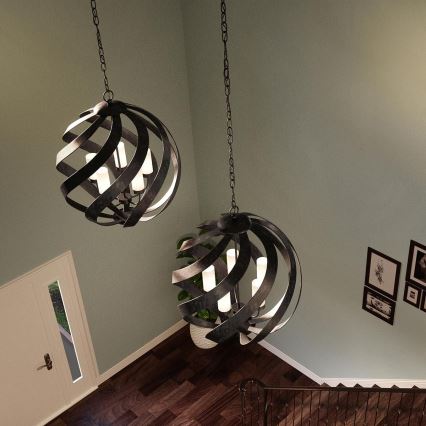 Quintiesse - Lámpara colgante exterior con cadena BLACKSMITH 5xE14/40W/230V diámetro 66,4 cm IP44 negra