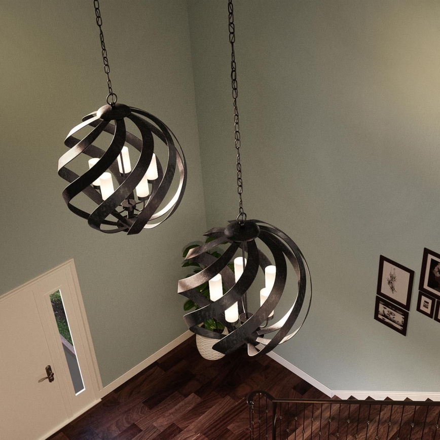 Quintiesse - Lámpara colgante exterior con cadena BLACKSMITH 5xE14/40W/230V diámetro 66,4 cm IP44 negra