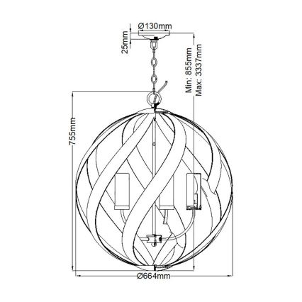 Quintiesse - Lámpara colgante exterior con cadena BLACKSMITH 5xE14/40W/230V diámetro 66,4 cm IP44 negra