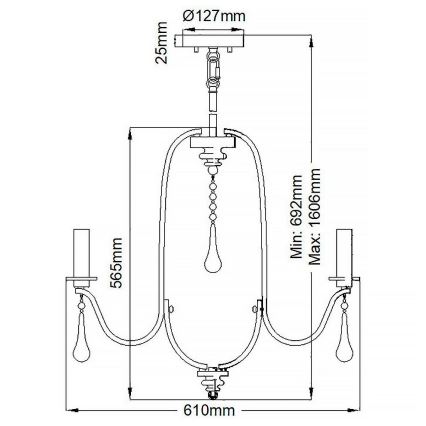 Quintiesse - Lámpara colgante con varilla KARLEE 5xE14/60W/230V Ø 61 cm cromo mate