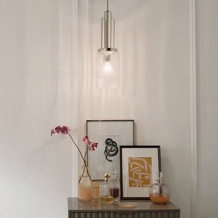 Quintiesse - Lámpara de techo con varilla KIMROSE 1xE27/60W/230V Ø 17,8 cm cromo brillante